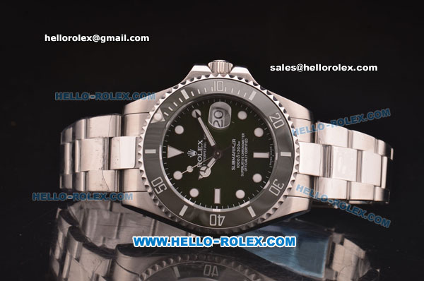 Rolex Submariner Swiss ETA 2836 Automatic Movement Green Ceramic Bezel with Green Dial - Click Image to Close